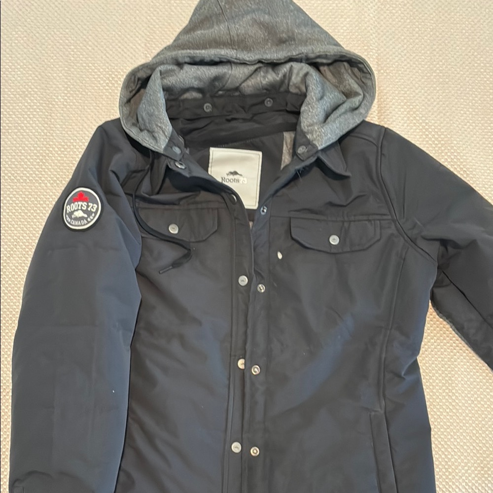 Roots Charcoal Black Hooded Jacket